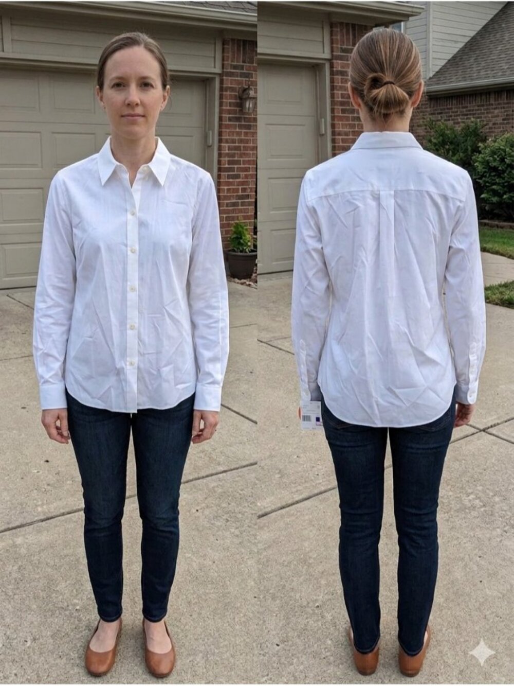 Liz Claiborne Lizsport Essentials White Non Iron 100% Cotton Button Down Shirt 6